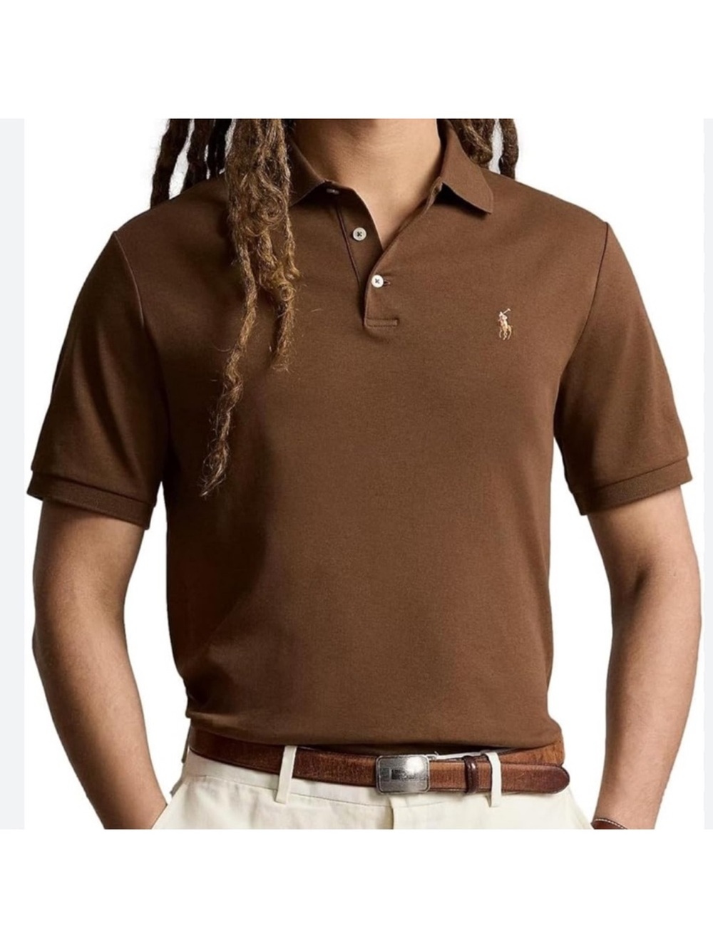 POLO RALPH LAUREN New Men’s Pima Soft Touch Classic Polo Shirt Brown Large *Flaw